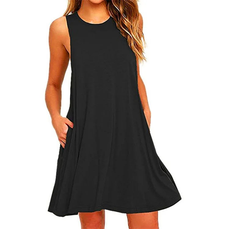 Women's Summer Casual Swing TShirt Beach Midi Dresses