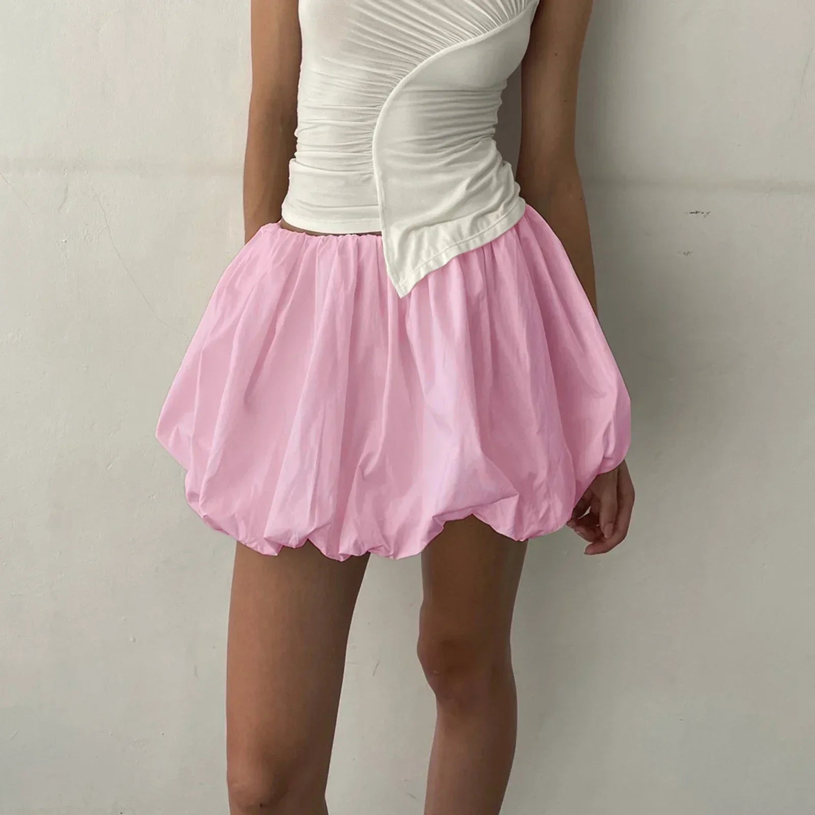 Lantern Puffball Elastic Skirt Pink / S skirts-250223