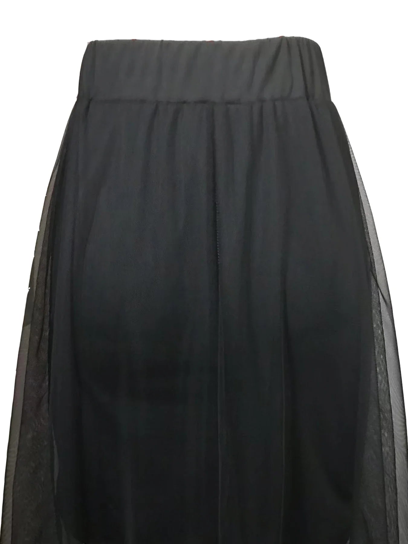Women's Mesh Patchwork Elastic Highwaisted Aline Fashion Long Skirt