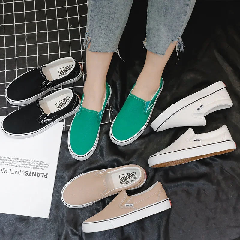 Womens Canvas Shoes Multicolor Checkerboard Design Men SlipOn Footwear Girls Flats Couple Summer Fashion Sneakers Size 3544