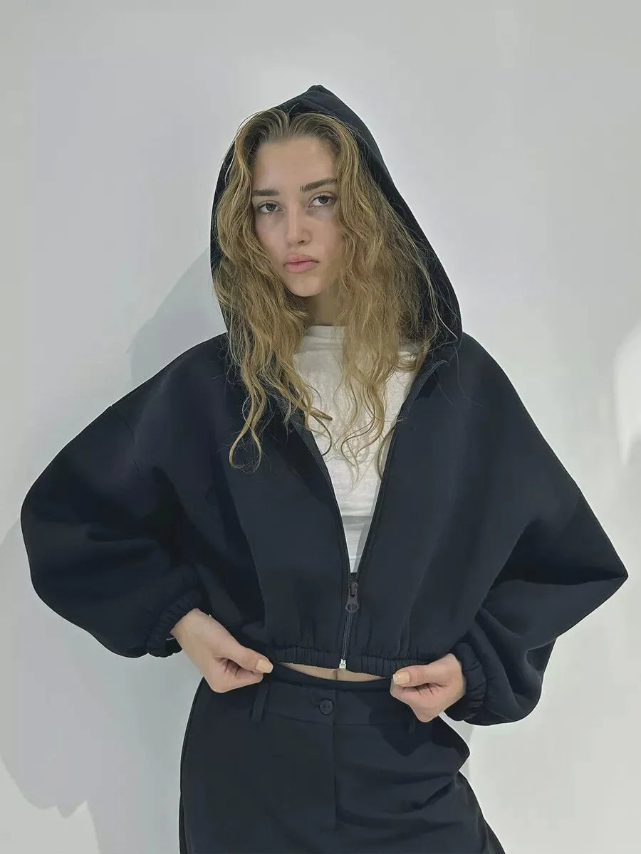 Oversized Fleece Pocket Zip Hoodie
