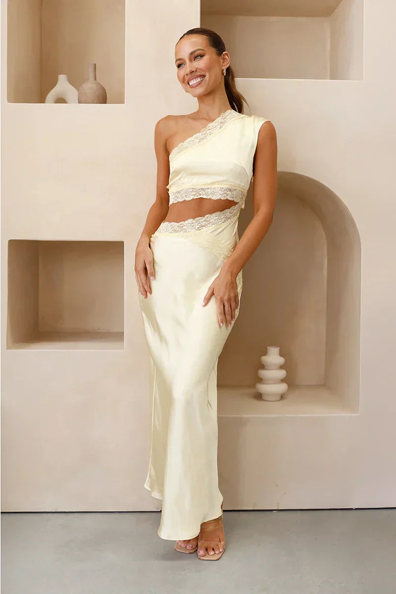 Dolores Exclusive One Shoulder Maxi Dress Gelb Statement Occasion Edit