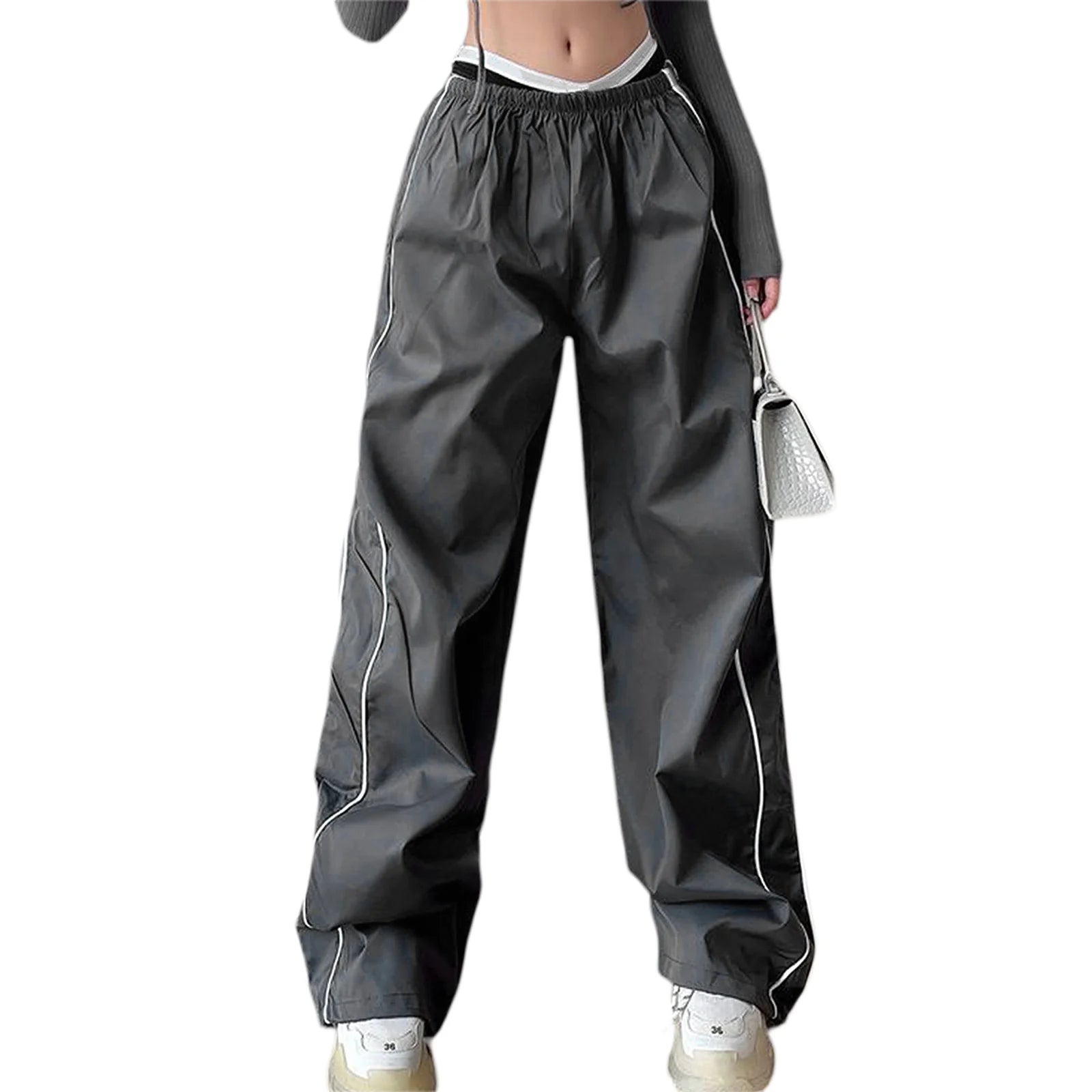 Loose Y2K Baggy Cargo Drawstring Elastic Low Waist Sweatpants