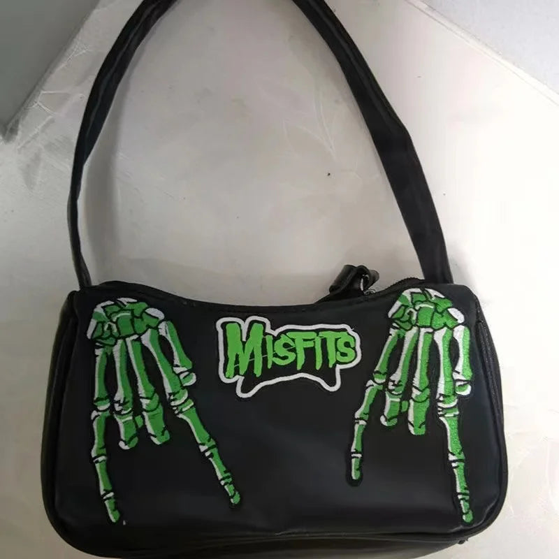 Y2K Gothic Women Letter Skull HipHop Shoulder Bag Street Trendy Tote Bag