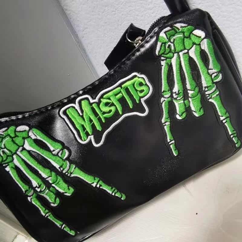 Y2K Gothic Women Letter Skull HipHop Shoulder Bag Street Trendy Tote Bag