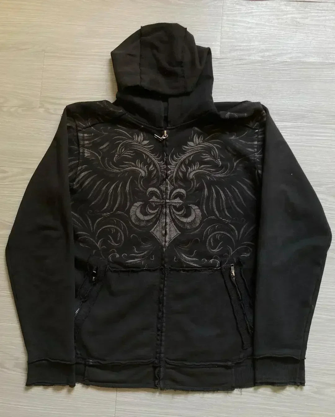 Retro Punk Fall Hoodie black 8 / S