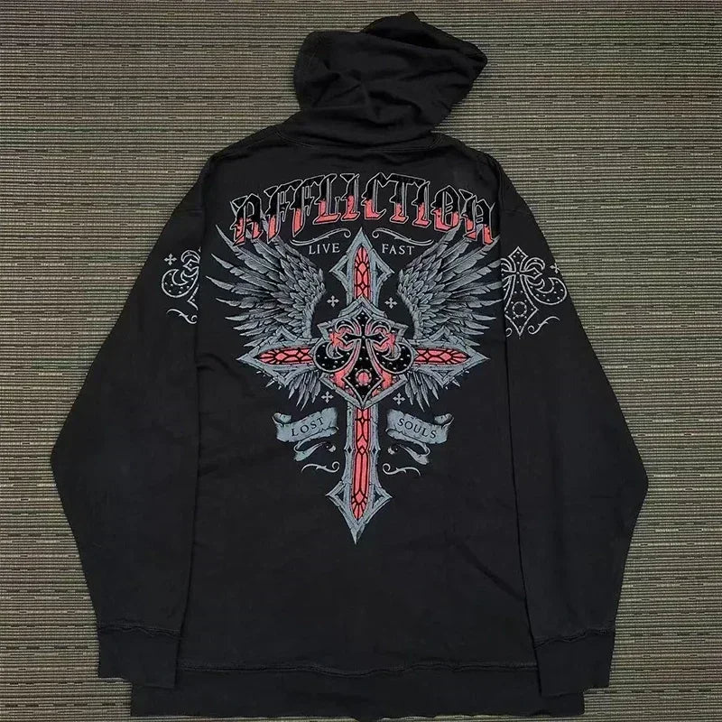 Retro Punk Fall Hoodie black 12 / S