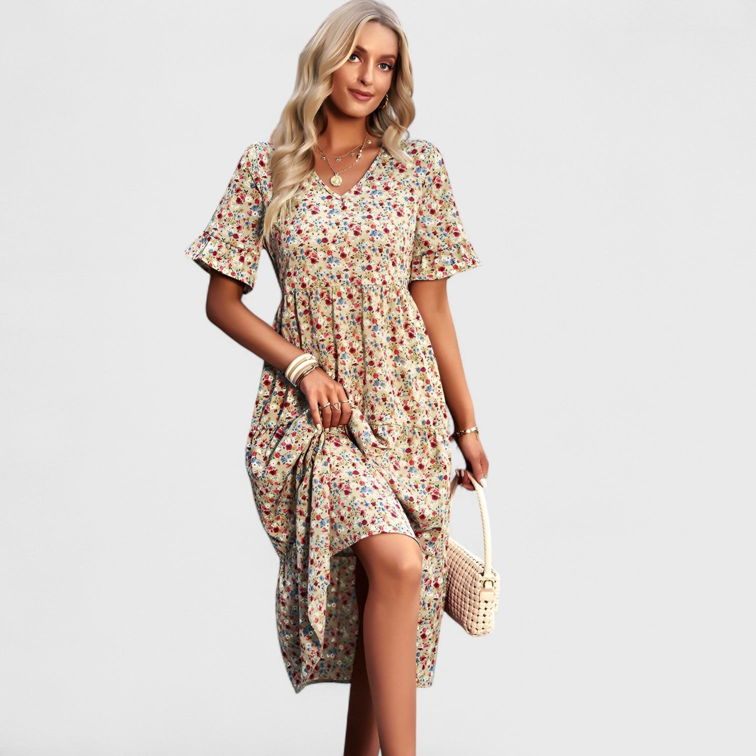 Sandra Elegant Ladies Floral Elegant Dress with Premium Casual Styling