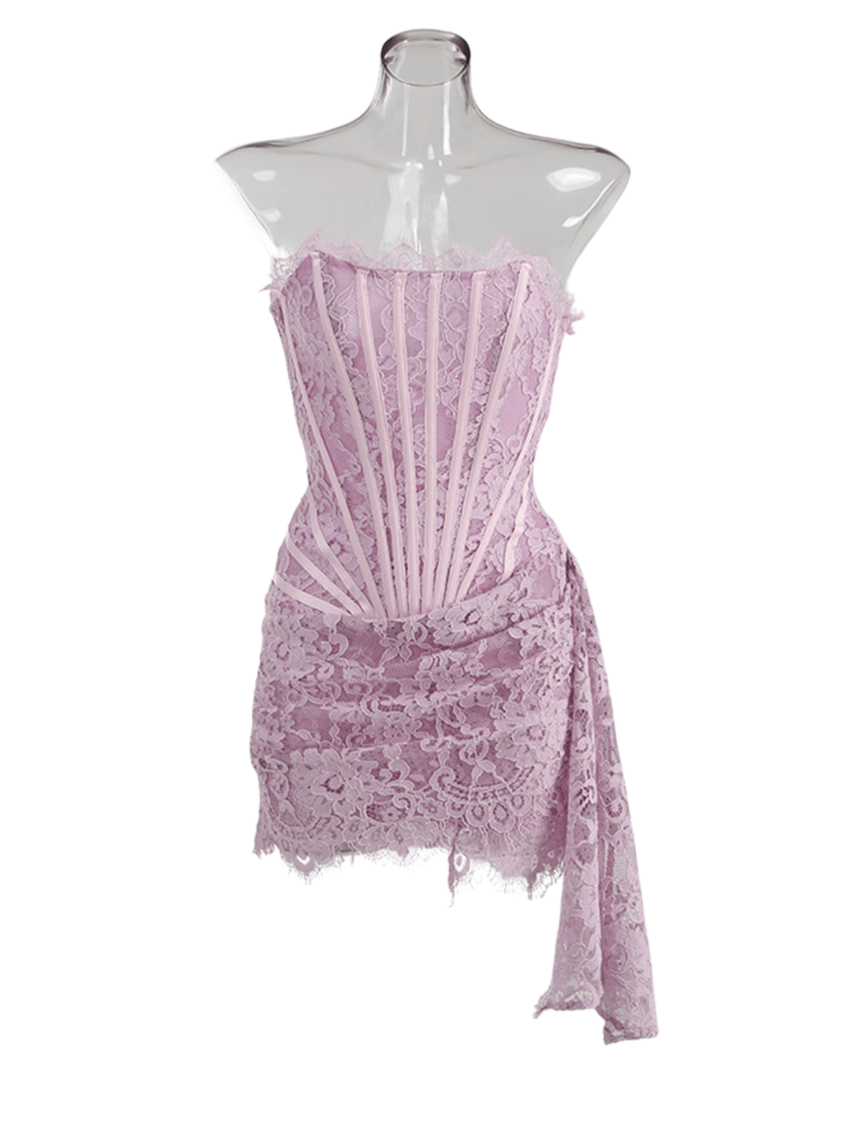 Strapless Lace Dress In Blush