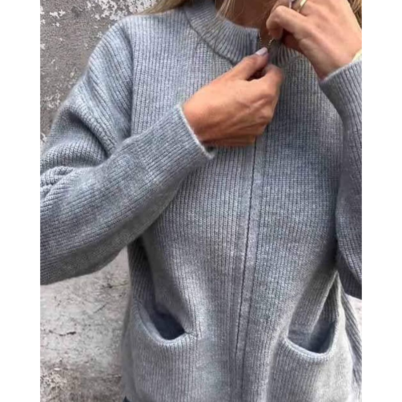 Stand Collar Ribbed Knit Zip-Up Pocket Cardigan 2