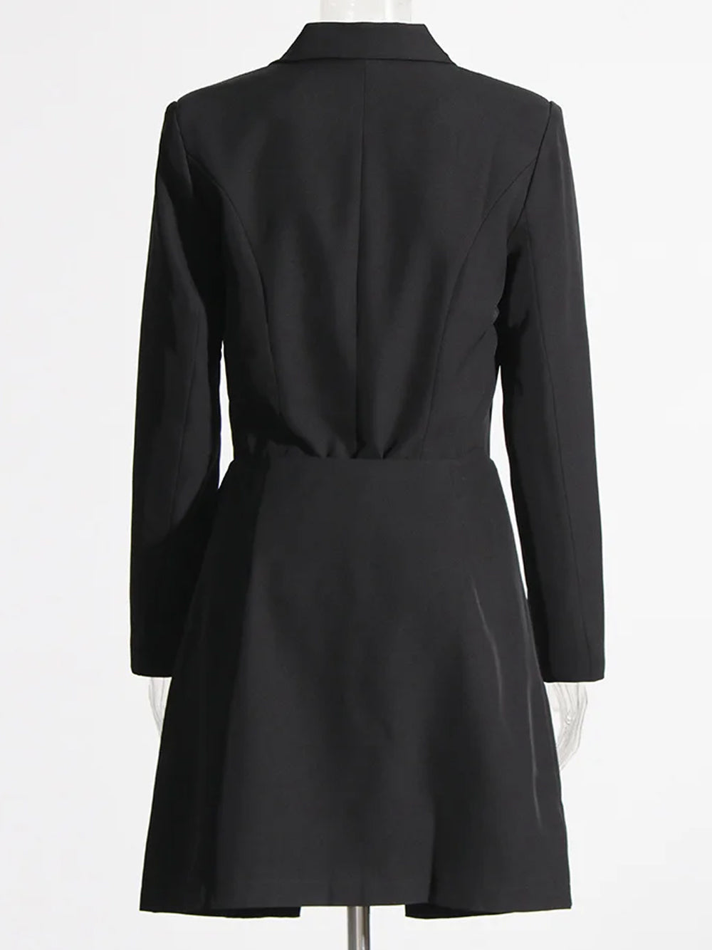 Black Notch Lapel Zip Pocket Blazer And Skirt Set