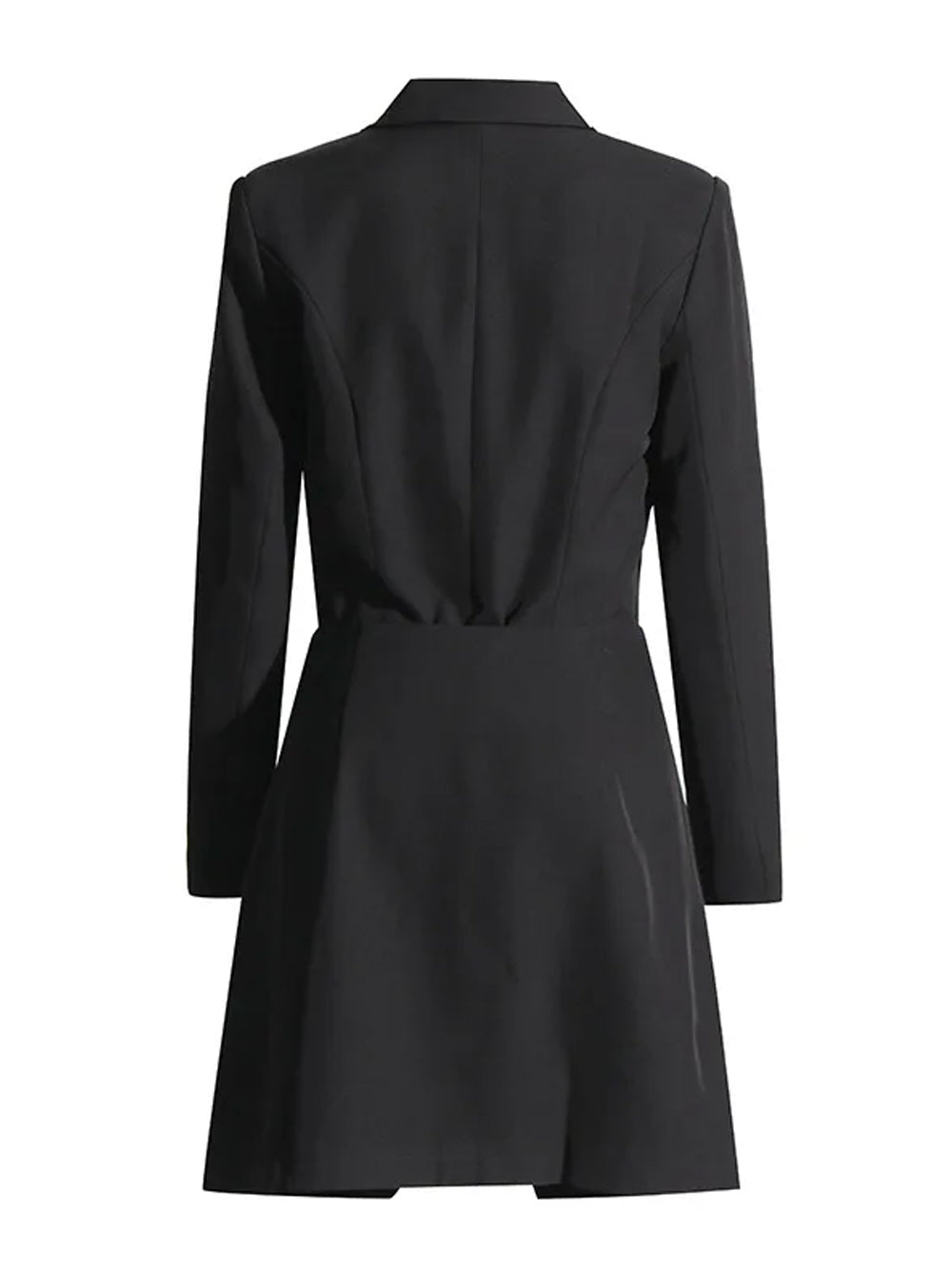 Black Notch Lapel Zip Pocket Blazer And Skirt Set