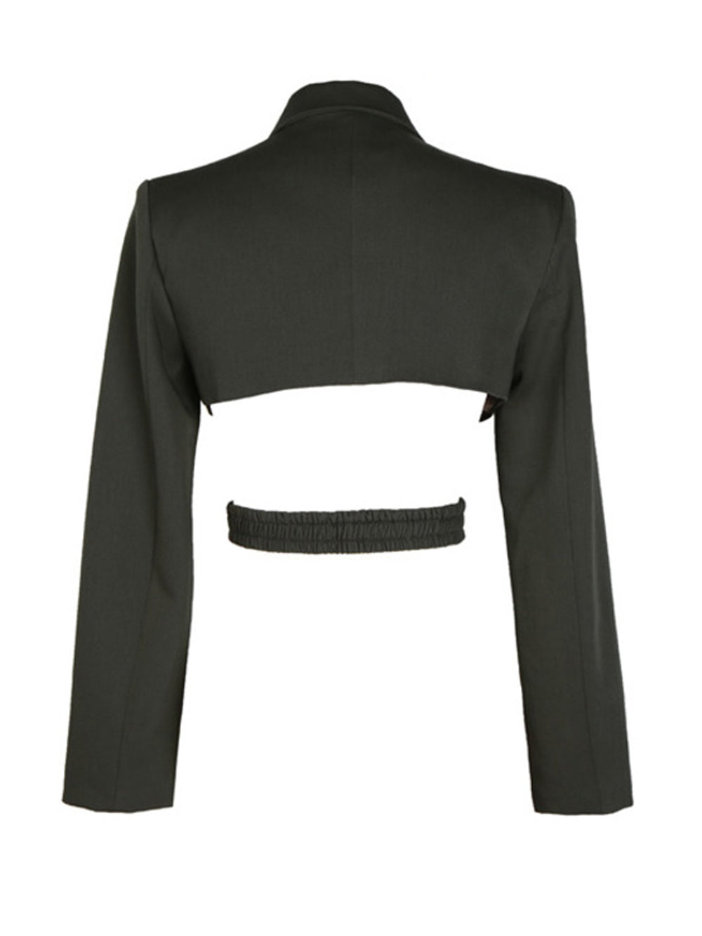 Black Notched Lapel Asymmetric Crossover Cutout Blazer