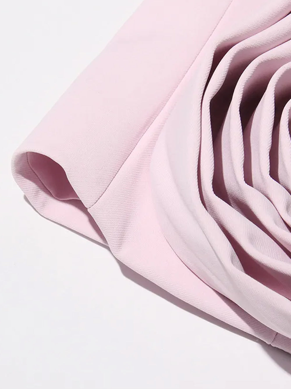 Pink Shawl Lapel Rosette Cropped Blazer Midi Skirt Set