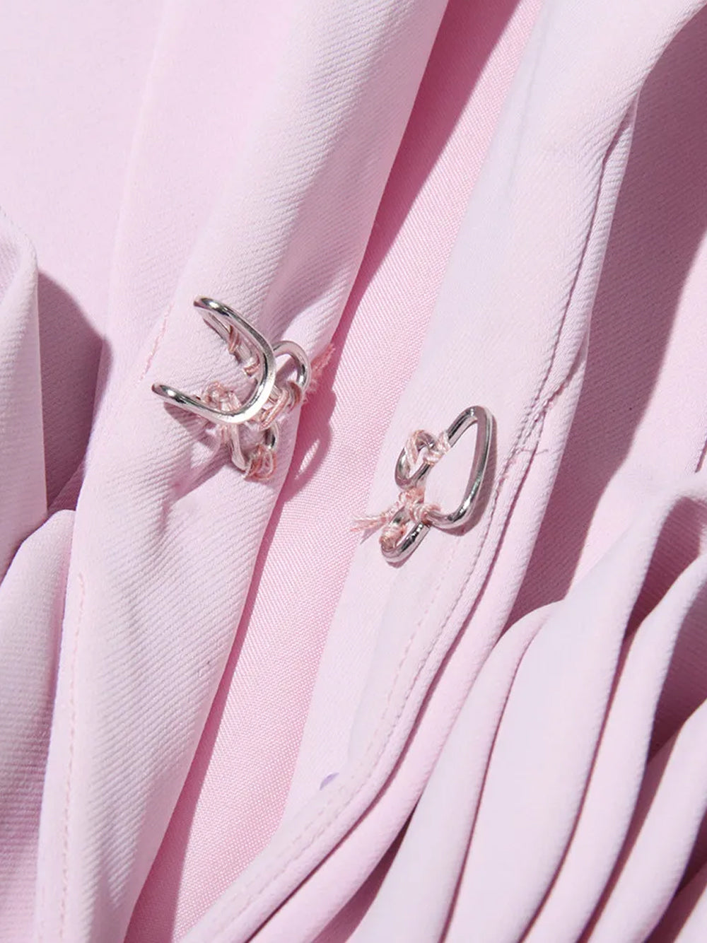 Pink Shawl Lapel Rosette Cropped Blazer Midi Skirt Set
