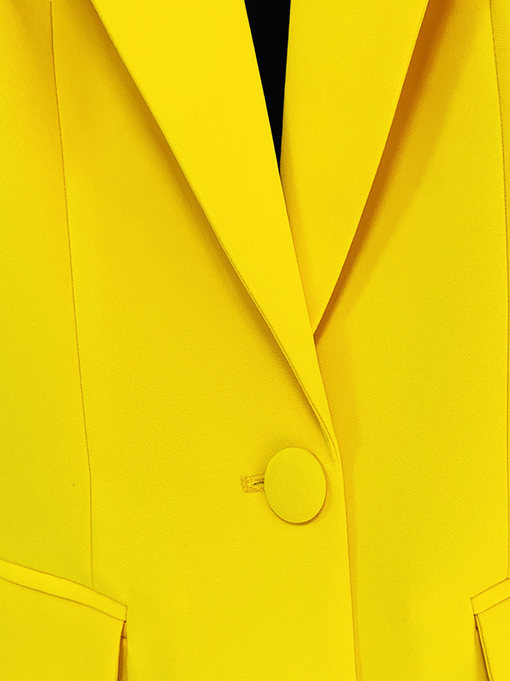 Yellow Peak Lapel Single Button Blazer and Flared Pants Set 14