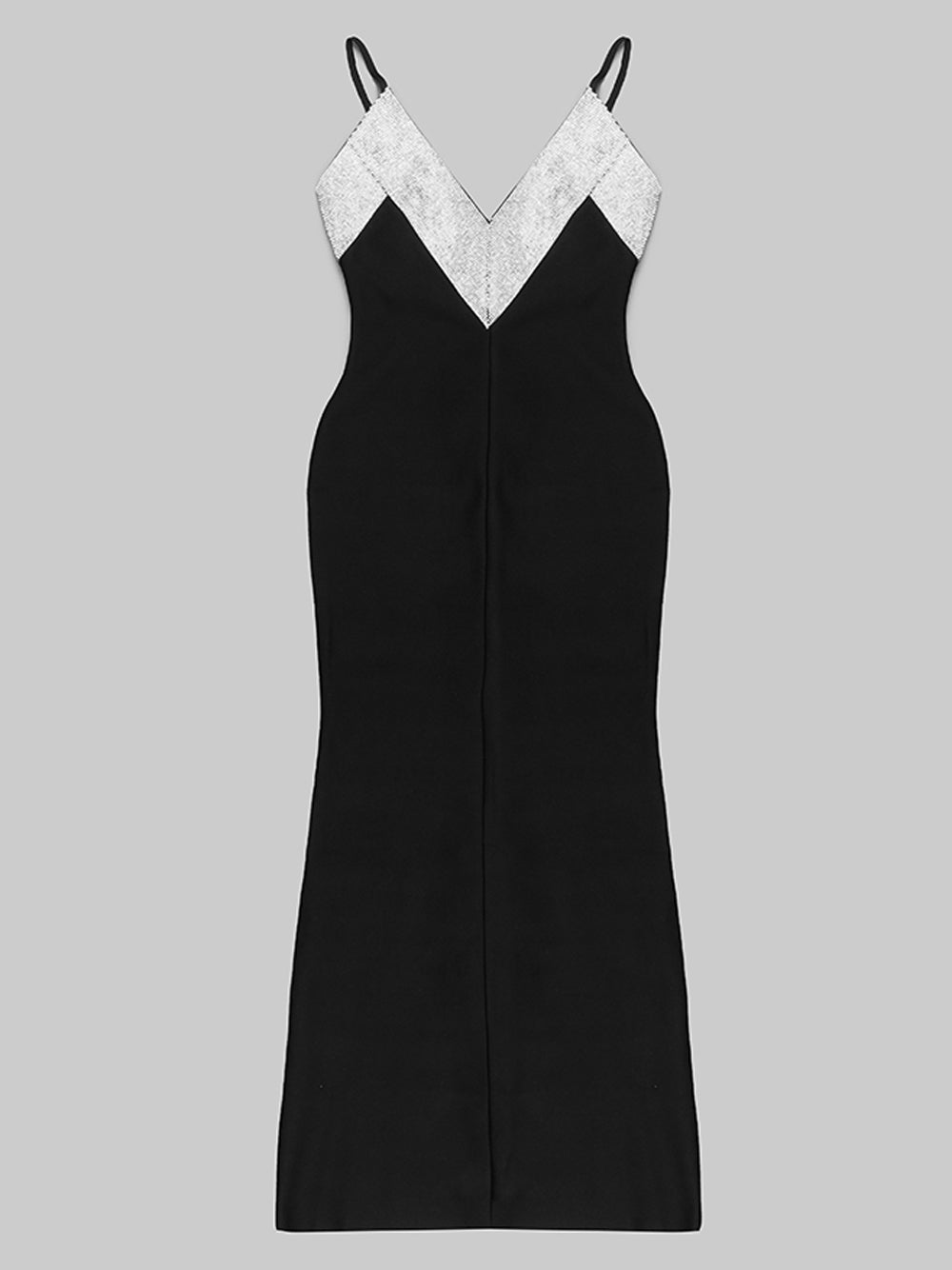 Black Rhinestone V-Neck Spaghetti Strap Mermaid Maxi Gown
