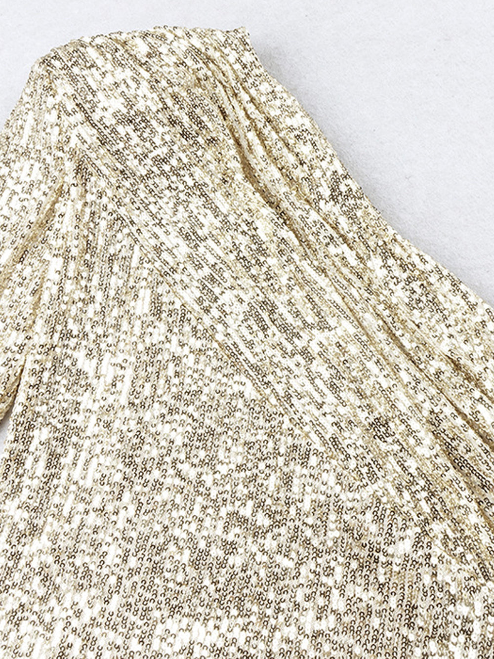 Gold One-Shoulder Sequin One Sleeve Bodycon Midi Dress