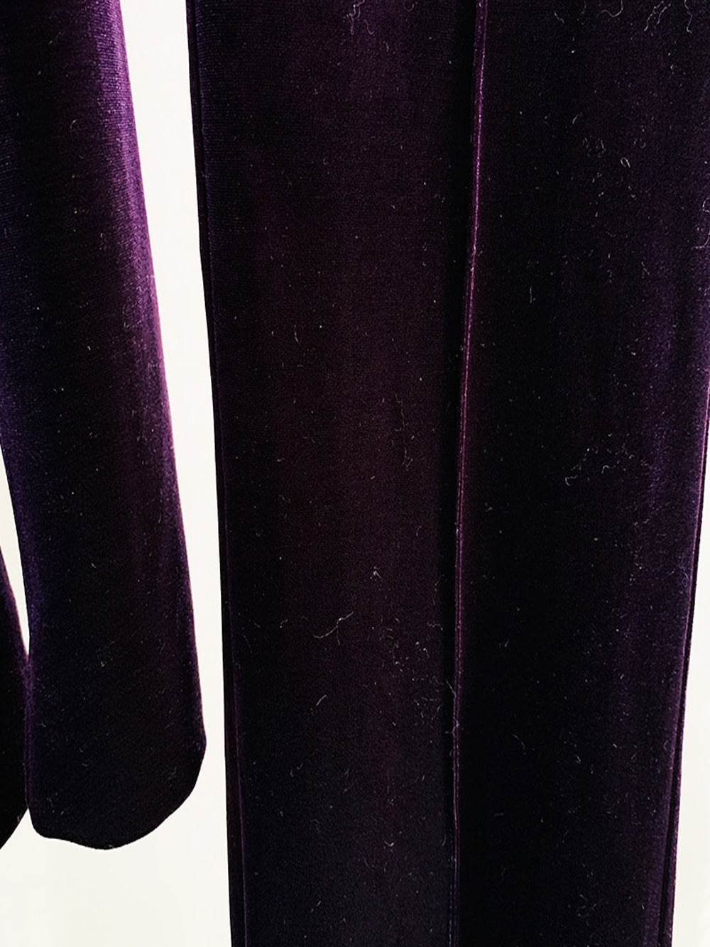Purple Peak Lapel Velvet Blazer Flared Pants Set