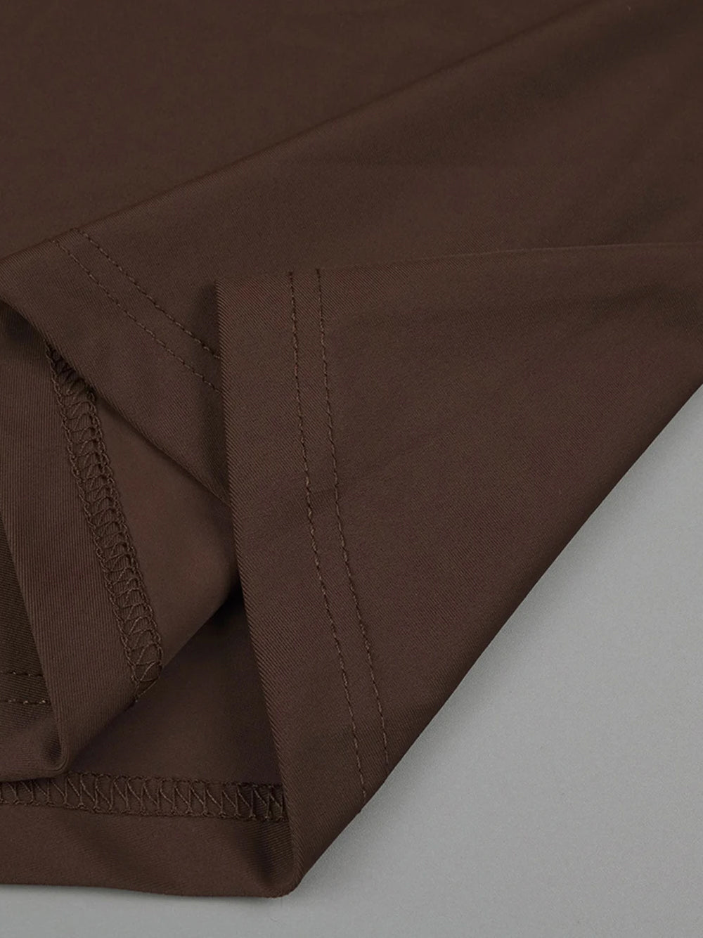 Brown Plunge V-Neck Ruched Crossover Waist Long Sleeve A-Line Maxi Dress