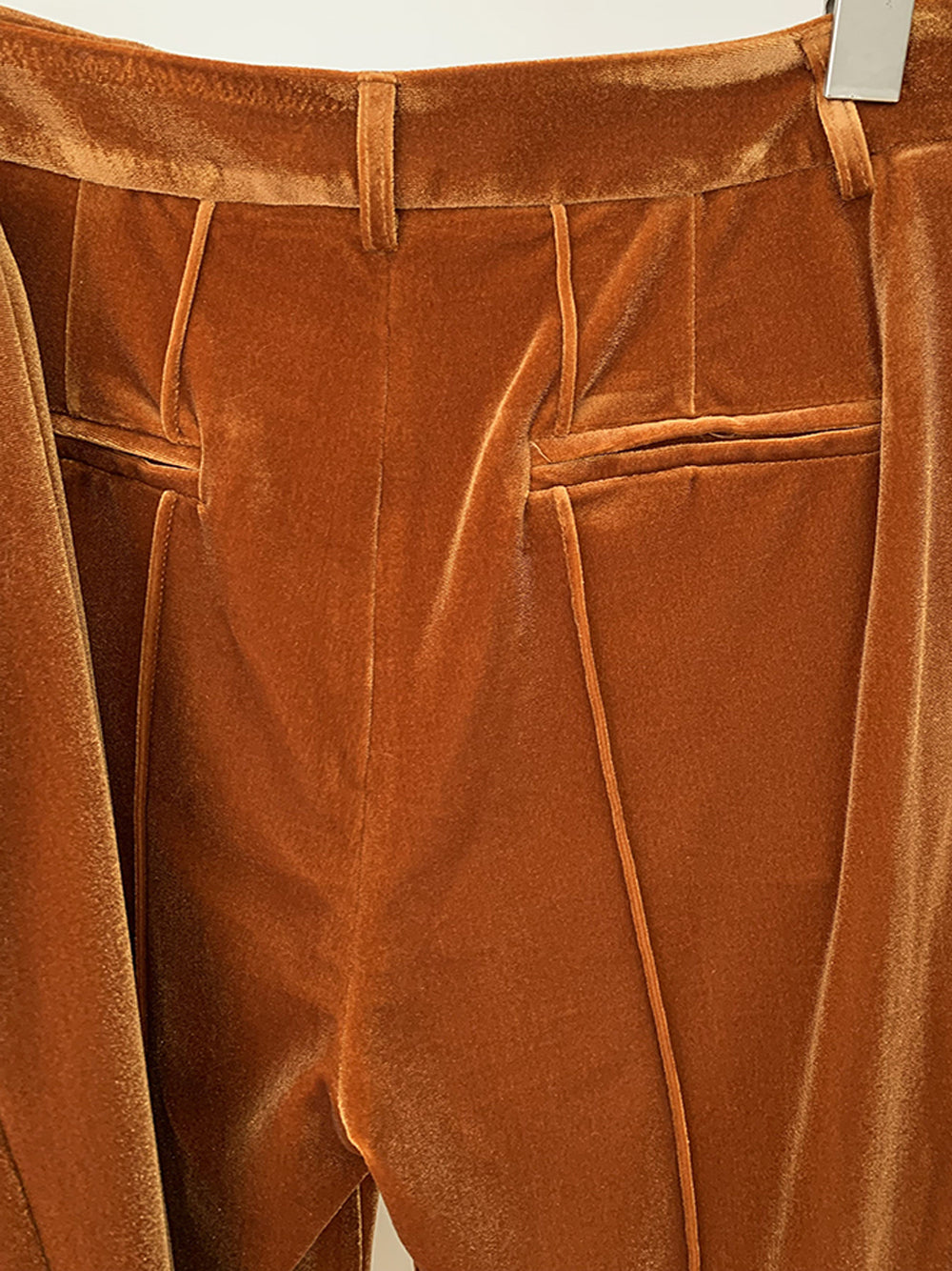 Brown Peak Lapel Velvet Blazer Flared Pants Set