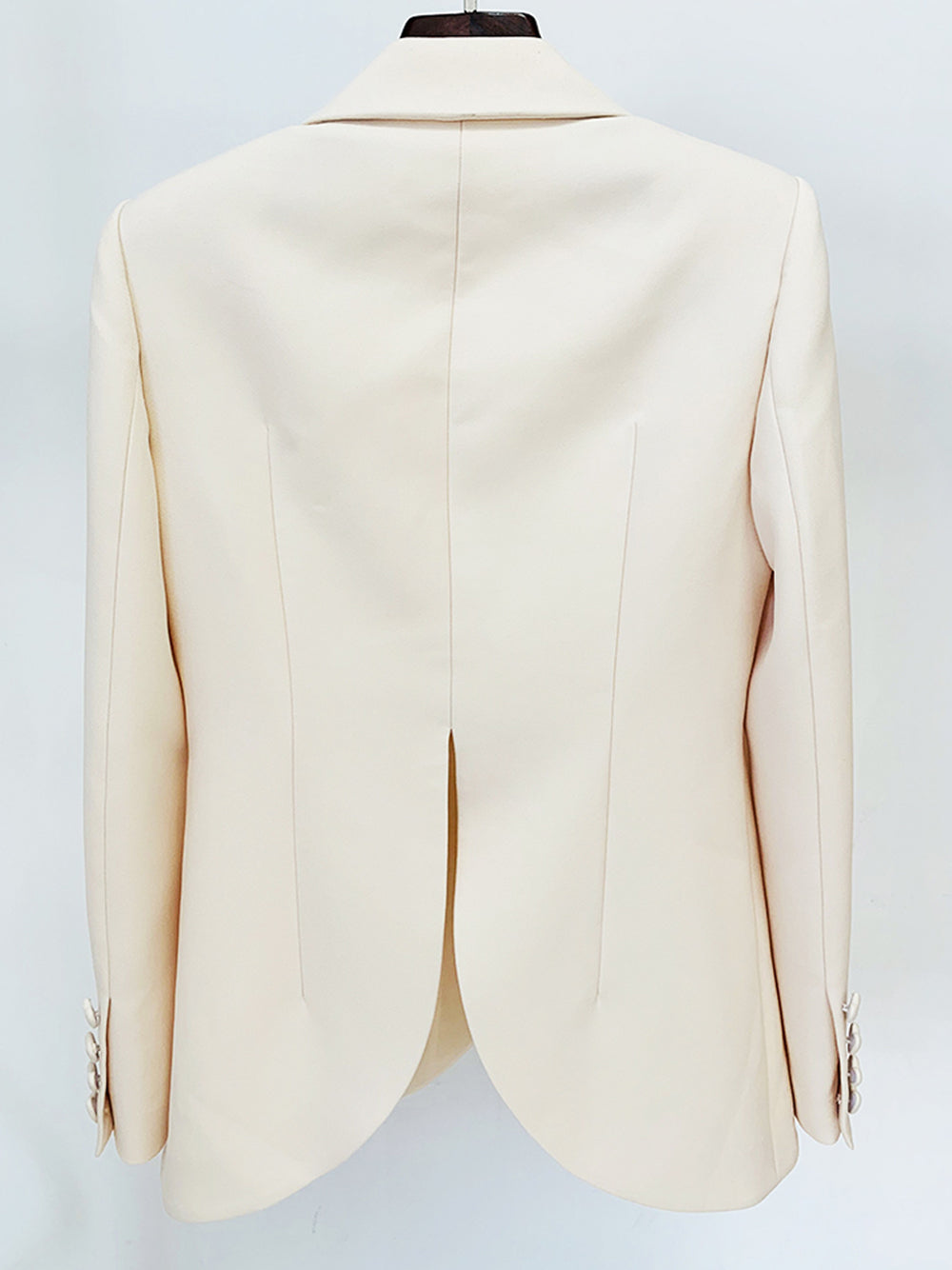 Beige Peak Lapel Crystal Button Blazer And Pants Set 10