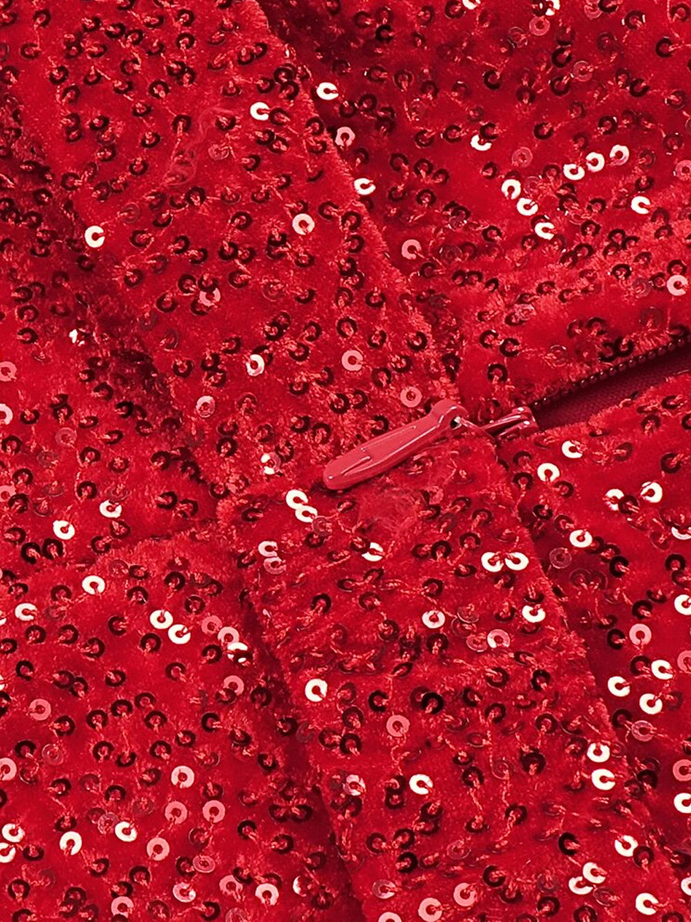 Red Off-Shoulder Feather Trim Sequin Long Sleeve Bodycon Mini Dress