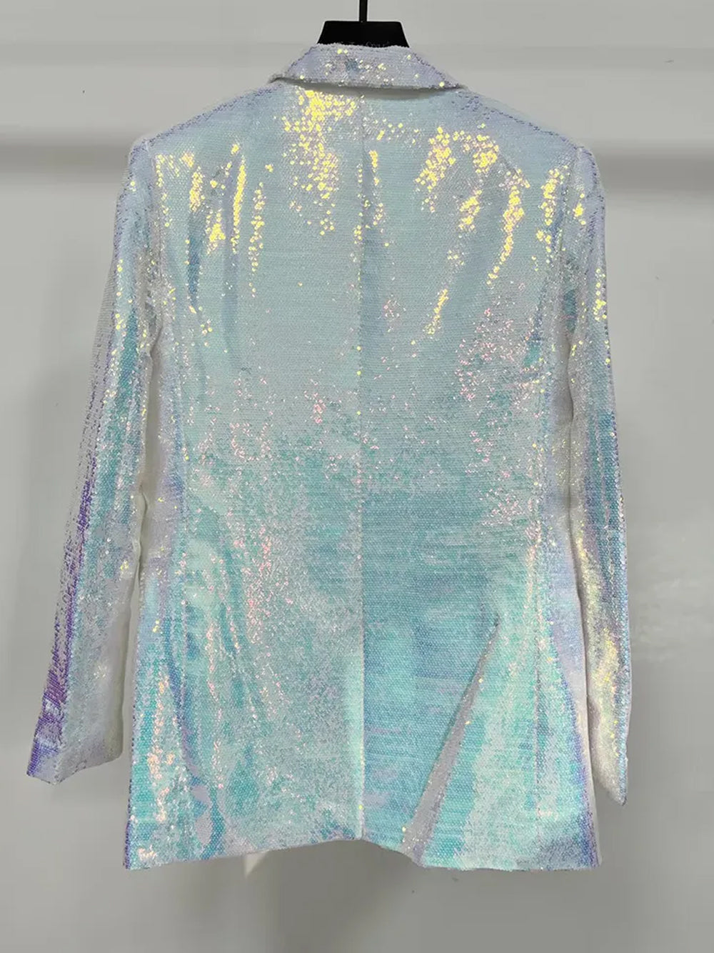 Silver Lapel Sequin Blazer And Pants Set