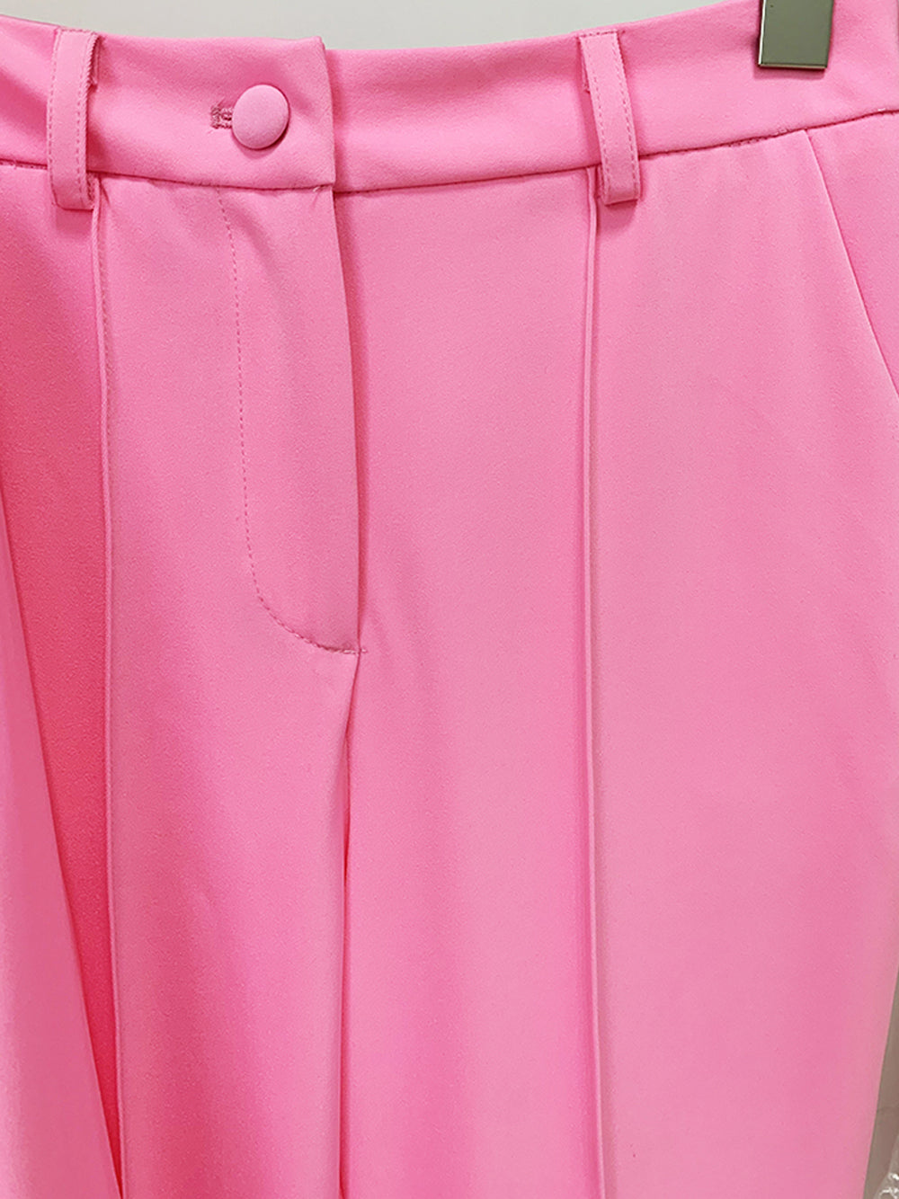 Pink Peaked Lapel Single Button Fitted Blazer and Pants Set 18