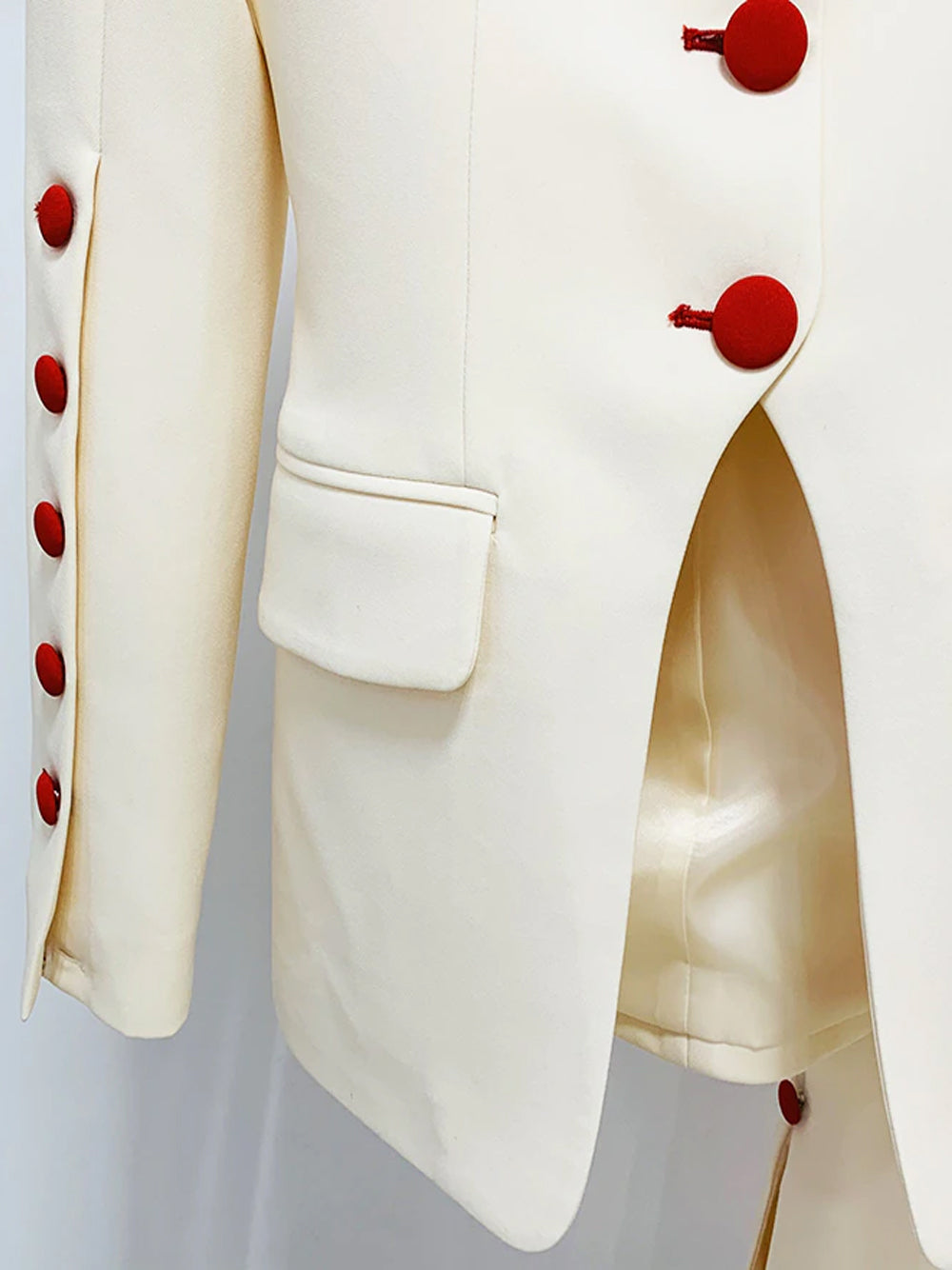 Beige Notch Lapel Button Blazer and Flare Pants Set