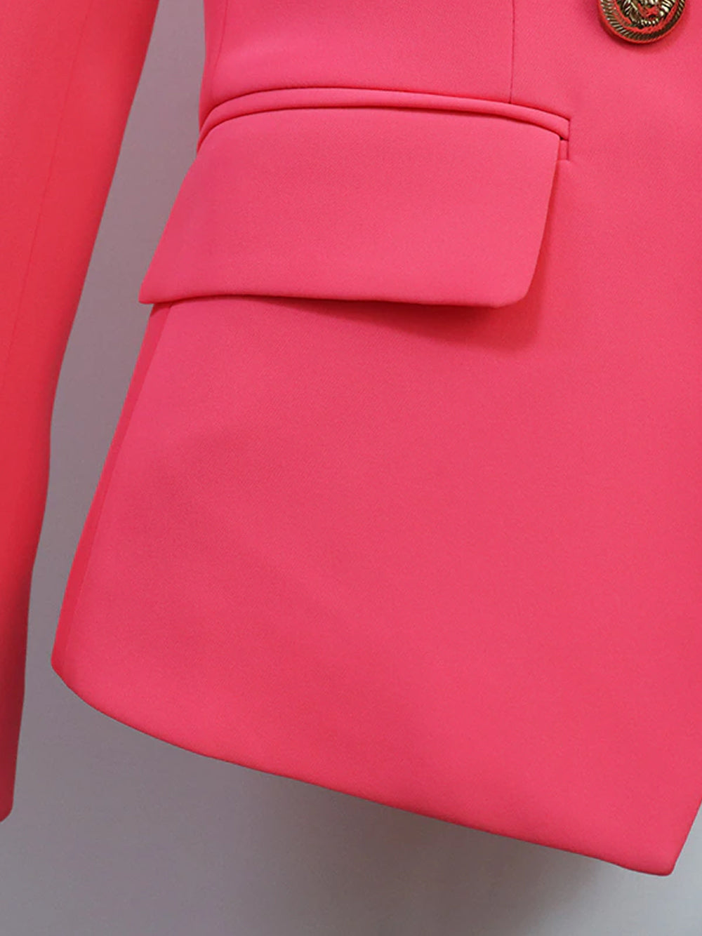 Pink Gold Button Double Breasted Fitted Tailored Blazer 11