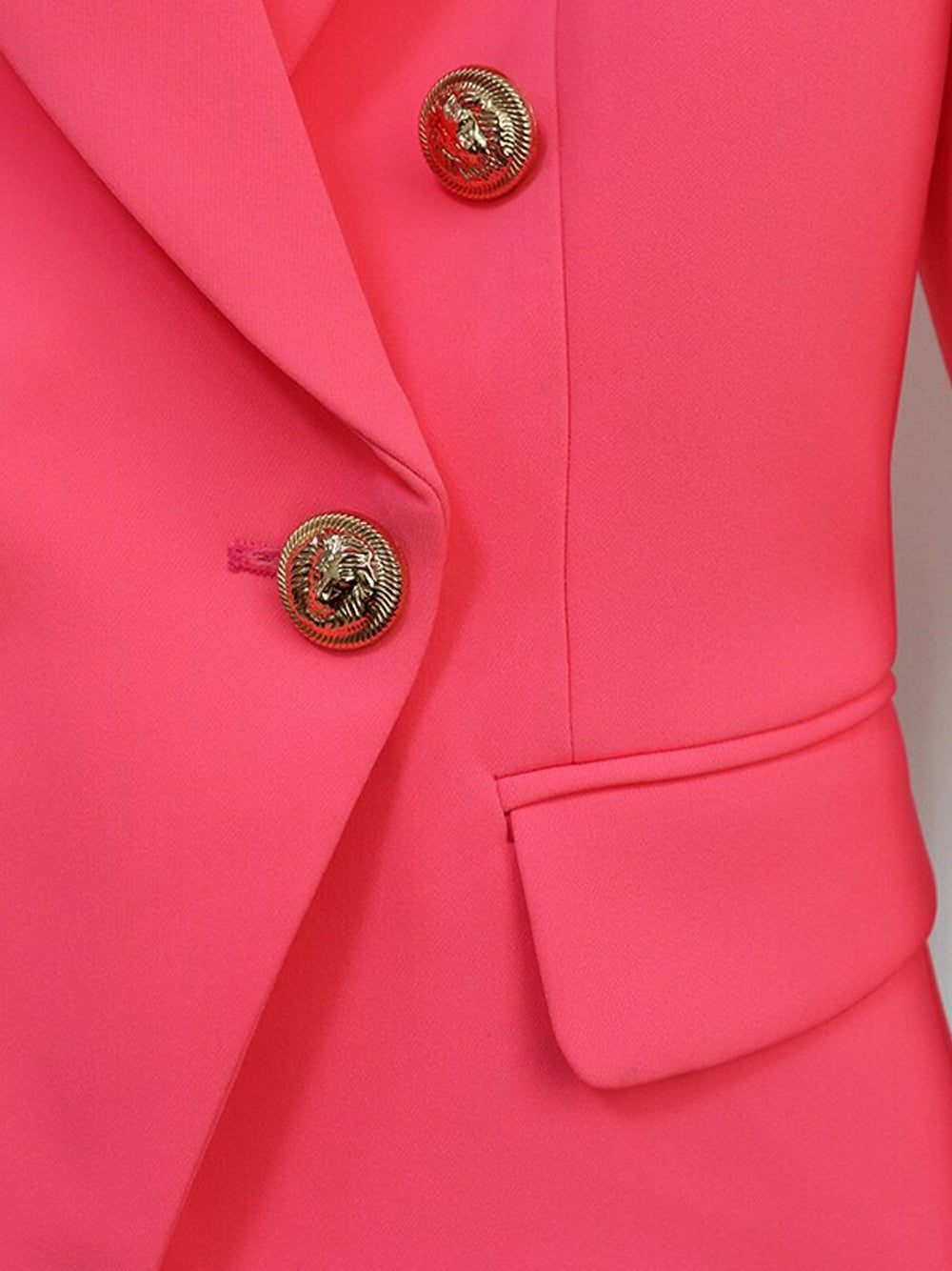 Pink Gold Button Double Breasted Fitted Tailored Blazer 6