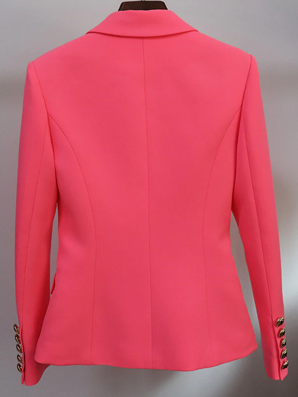 Pink Gold Button Double Breasted Fitted Tailored Blazer 9