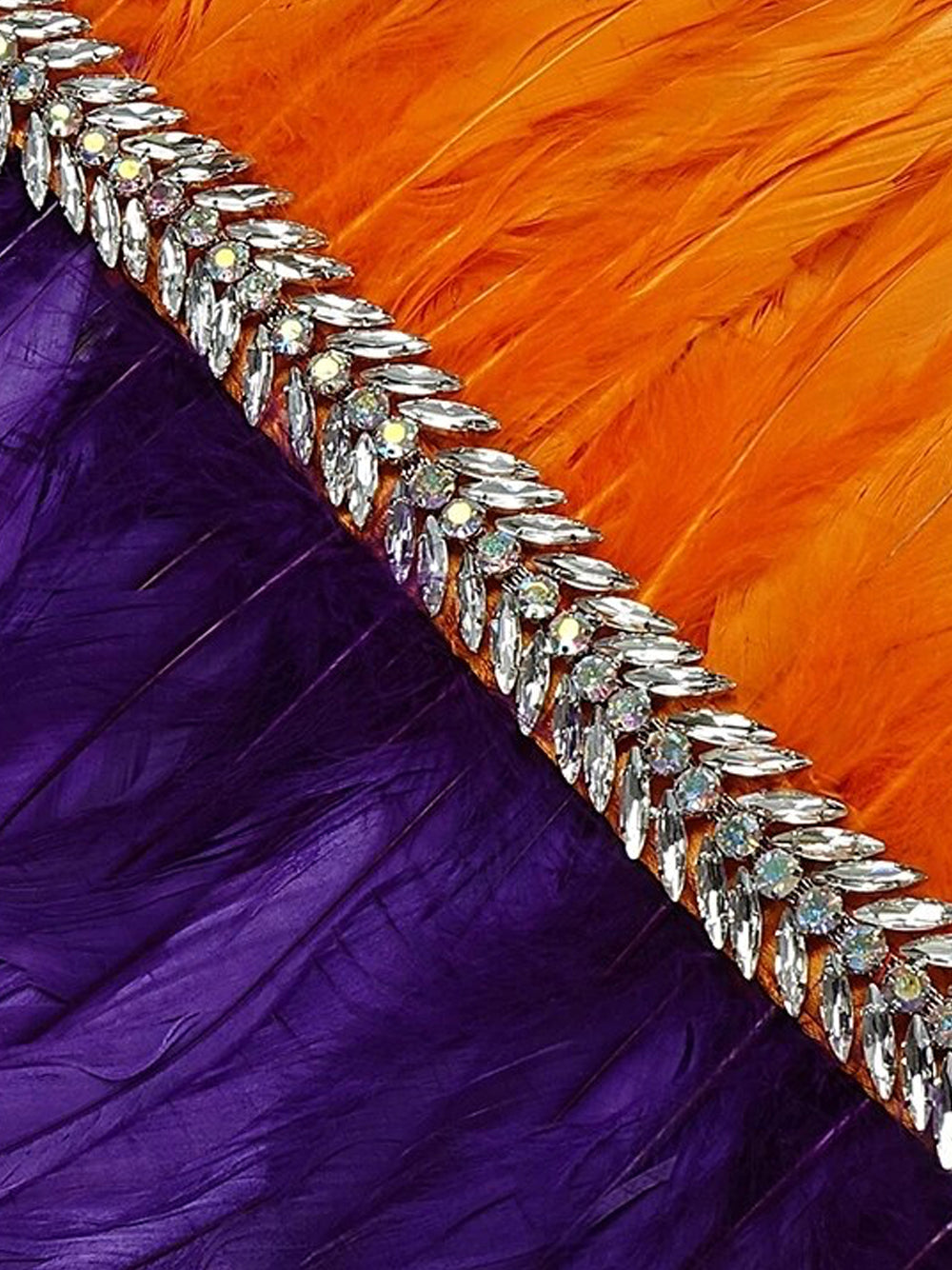Orange Strapless Feather Trim Rhinestone Belt Bodycon Mini Dress 6