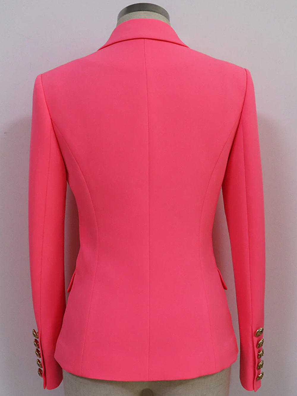 Pink Gold Button Double Breasted Fitted Tailored Blazer 5