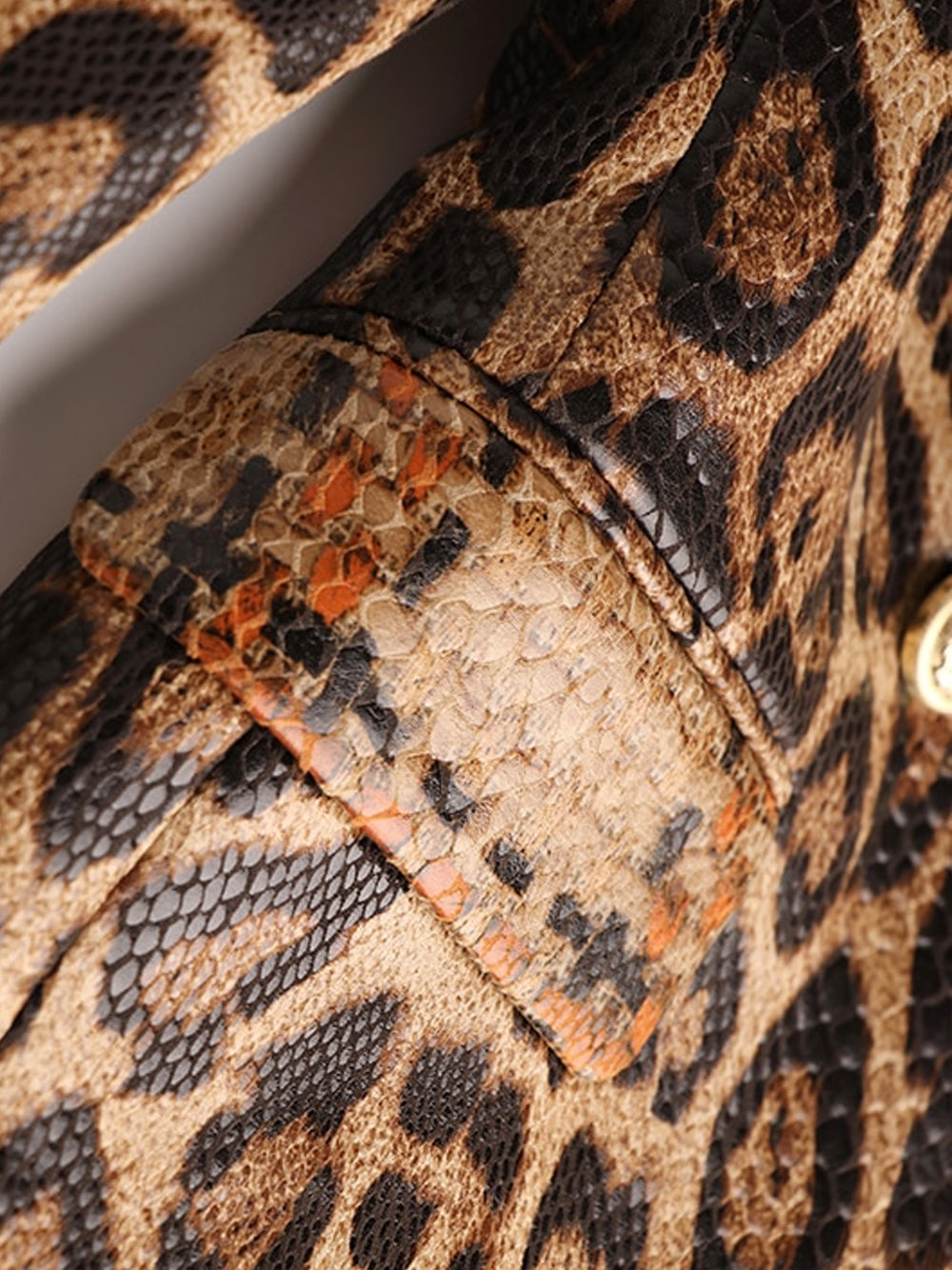 Leopard Peak Lapel Double Breasted Gold Button Leopard Blazer