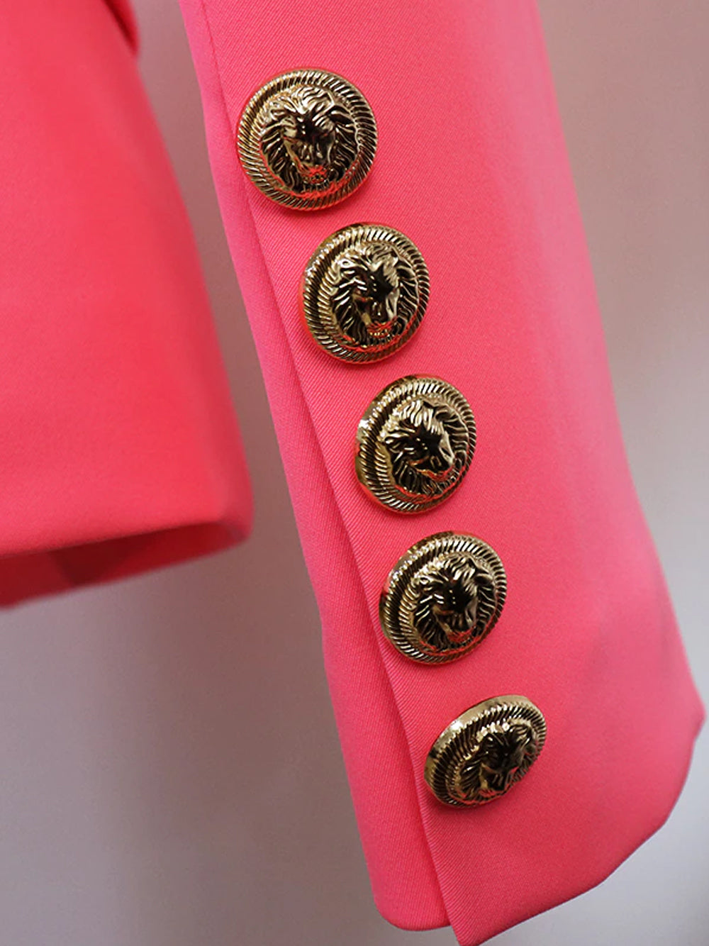 Pink Gold Button Double Breasted Fitted Tailored Blazer 12