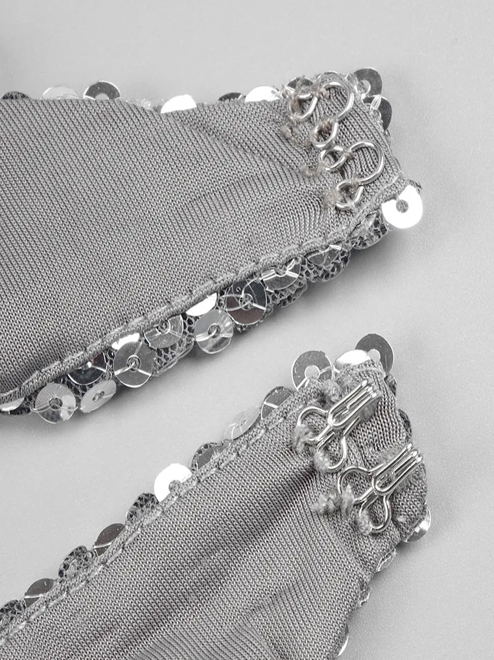 Silver Spaghetti Strap Sequin O-Ring Cutout Bodycon Mini Dress 12