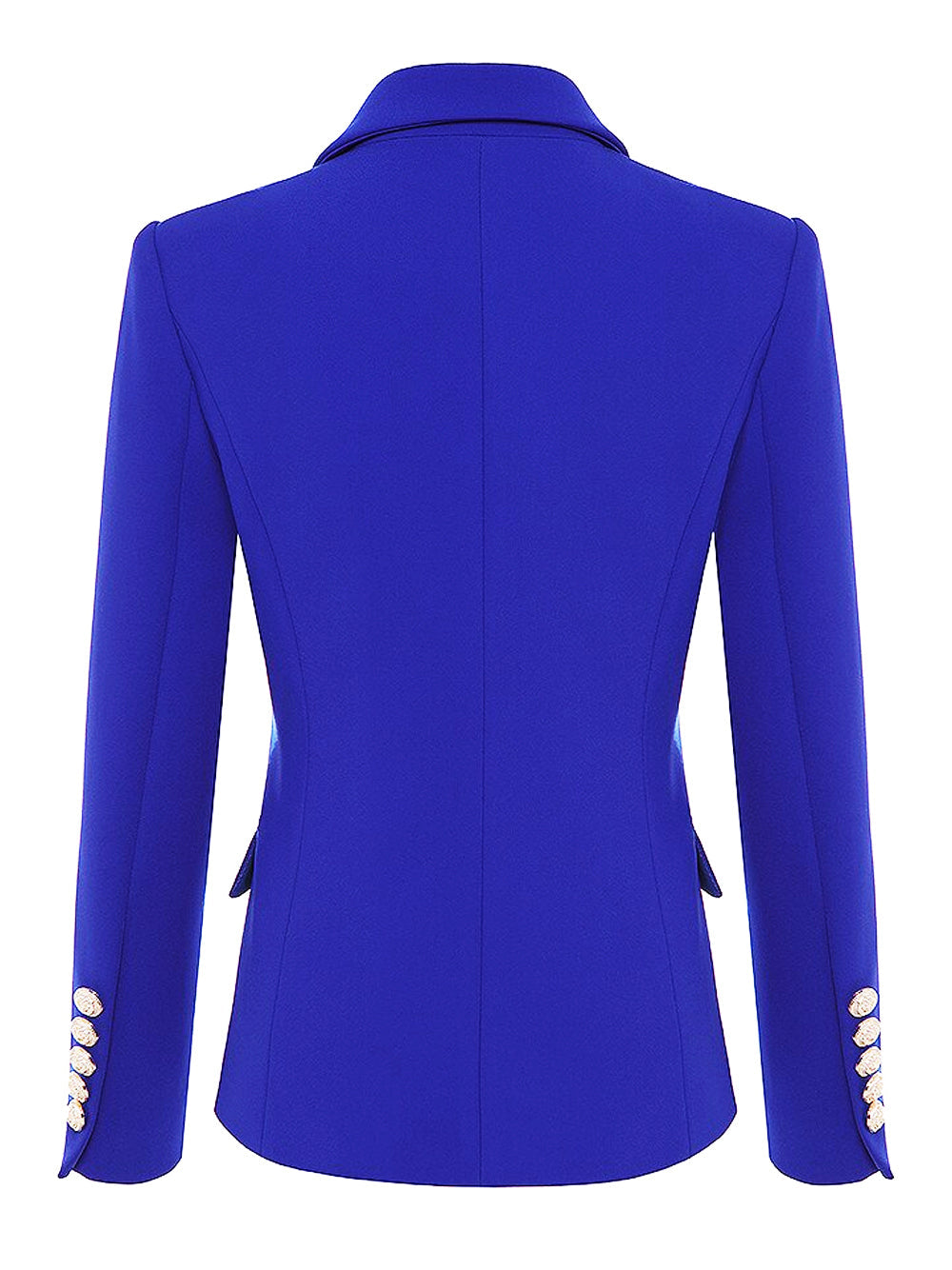 Blue Peak Lapel Double-Breasted Gold Button Blazer 5