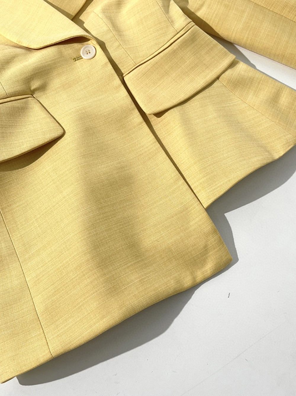 Yellow Asymmetric One-Shoulder Halter Strap Tailored Blazer 13