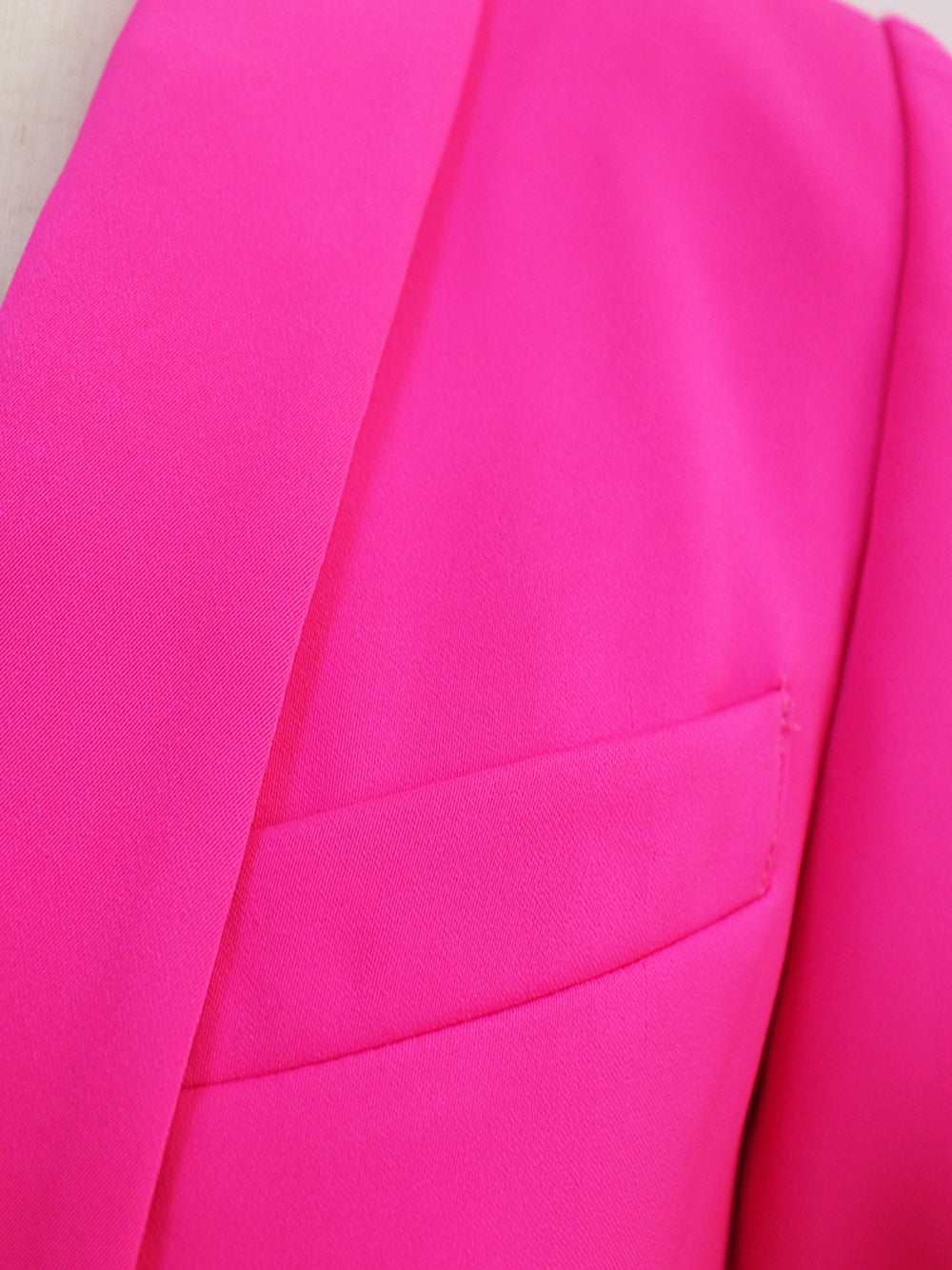 Fuchsia Shawl Lapel Gold Button Double Breasted Fitted Blazer
