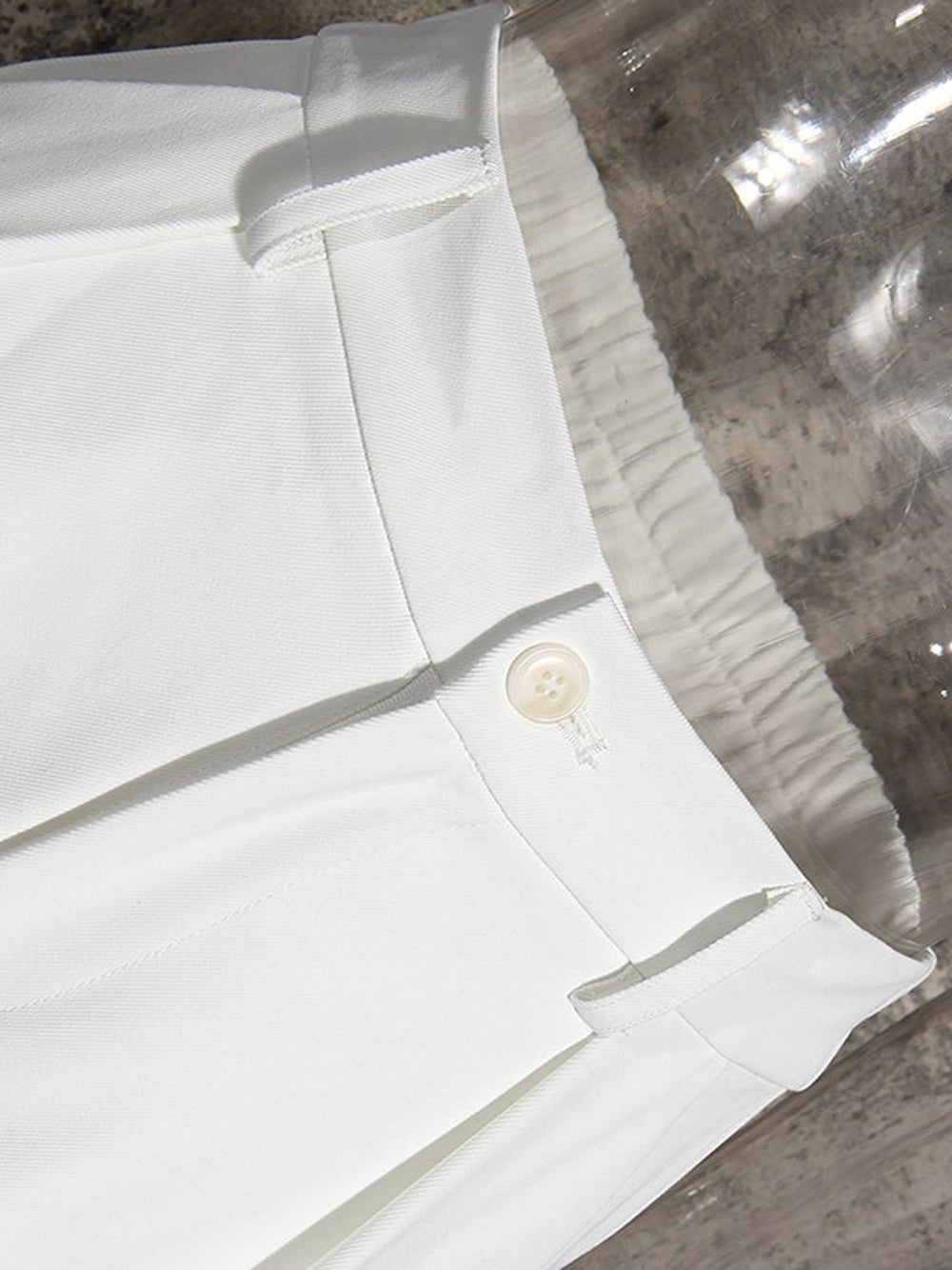 White Shawl Collar Tie Waist Blazer And Tie-Cuff Trouser Set