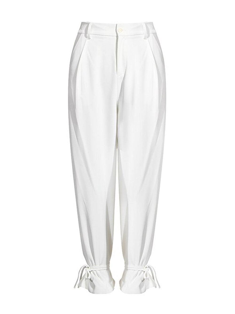 White Shawl Collar Tie Waist Blazer And Tie-Cuff Trouser Set