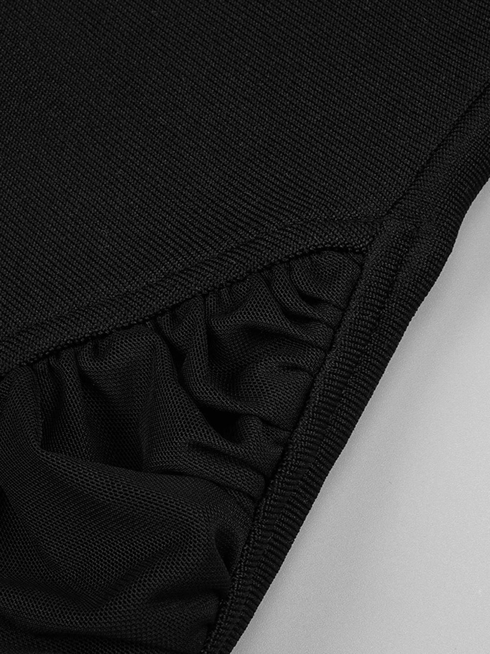 Black Strap Sweetheart Mesh Cutout High Slit Bodycon Maxi Dress