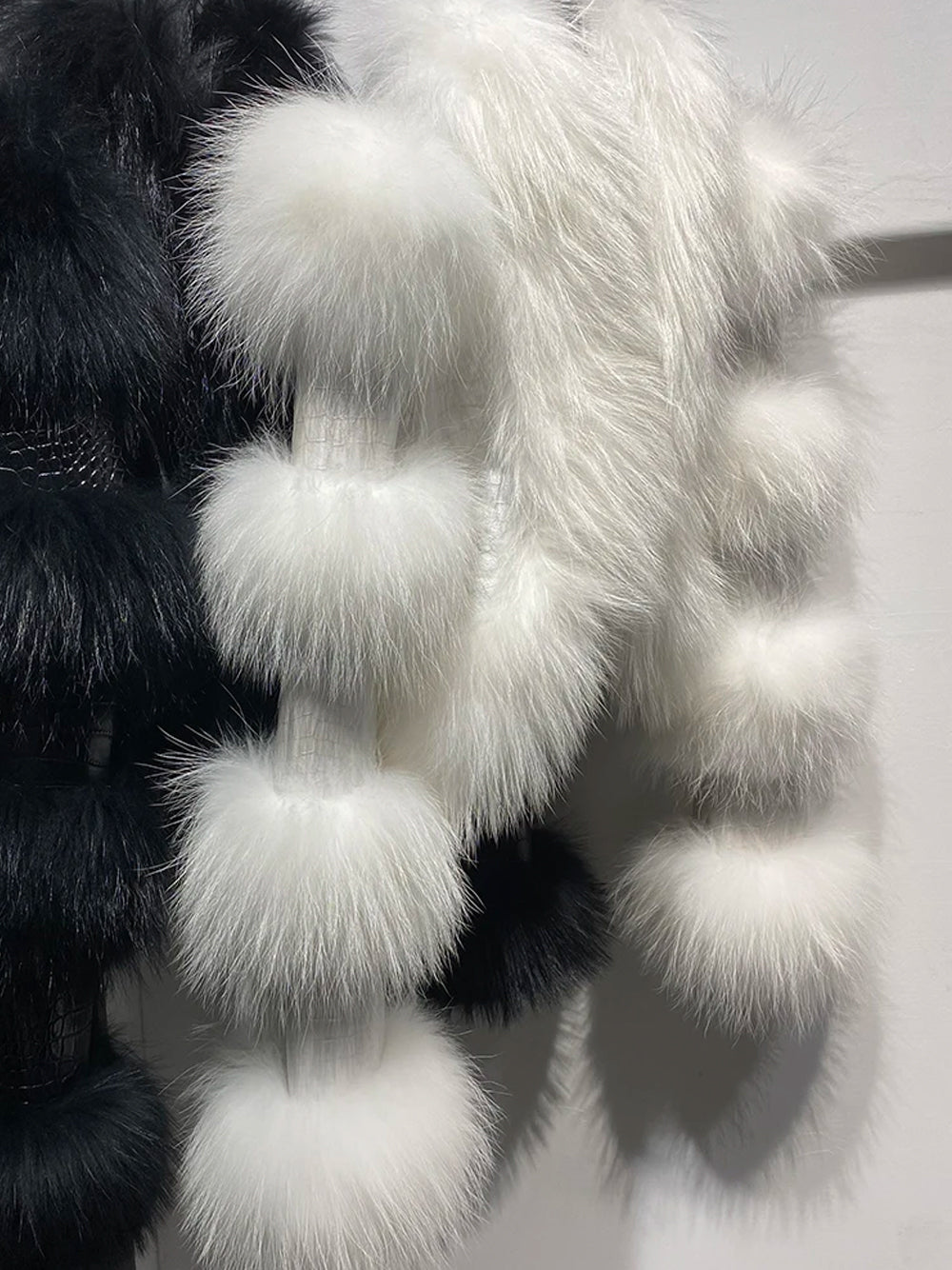 White Faux Fur Trim Croc-Embossed Leather Cropped Jacket 11