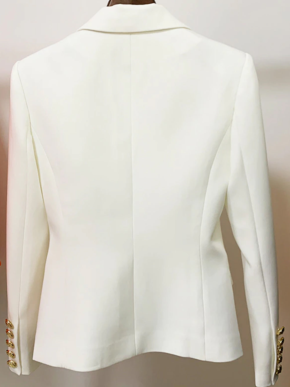 White Peaked Lapel Gold Button Double Breasted Blazer 6