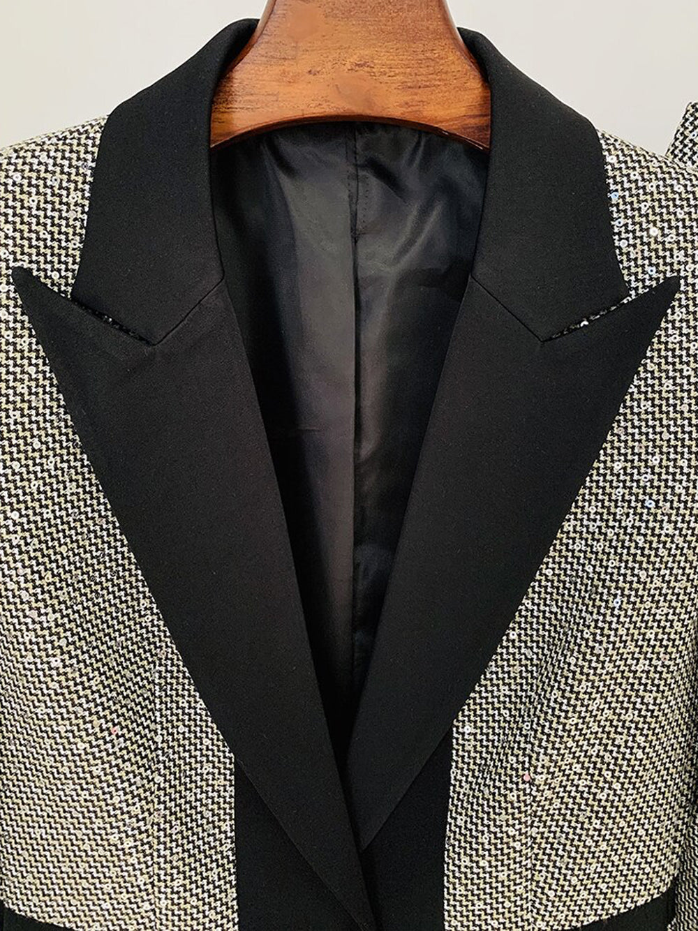 B&w Contrast Trim Tweed Blazer and Pants Set