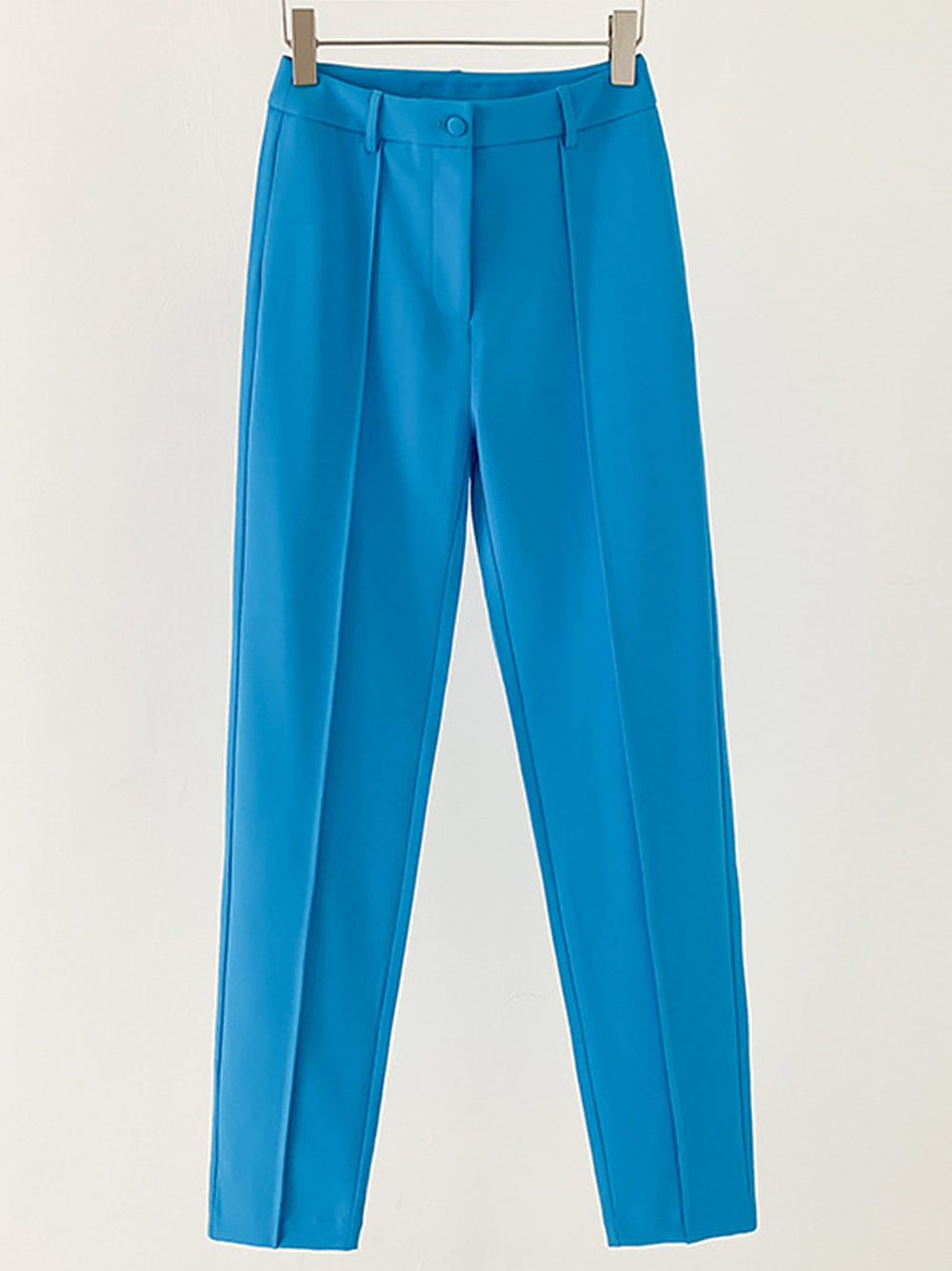 Blue Notch Lapel Colorblock Blazer and Slim Pants Set