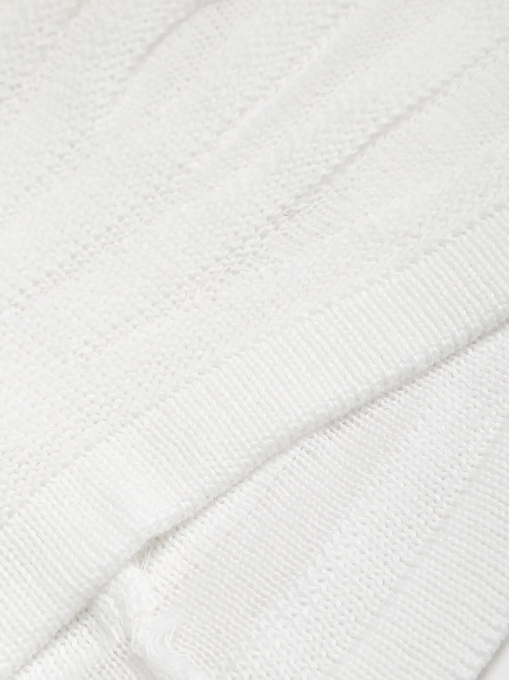White Mock Neck Sheer Striped Pointelle Knit Bodycon Midi Dress