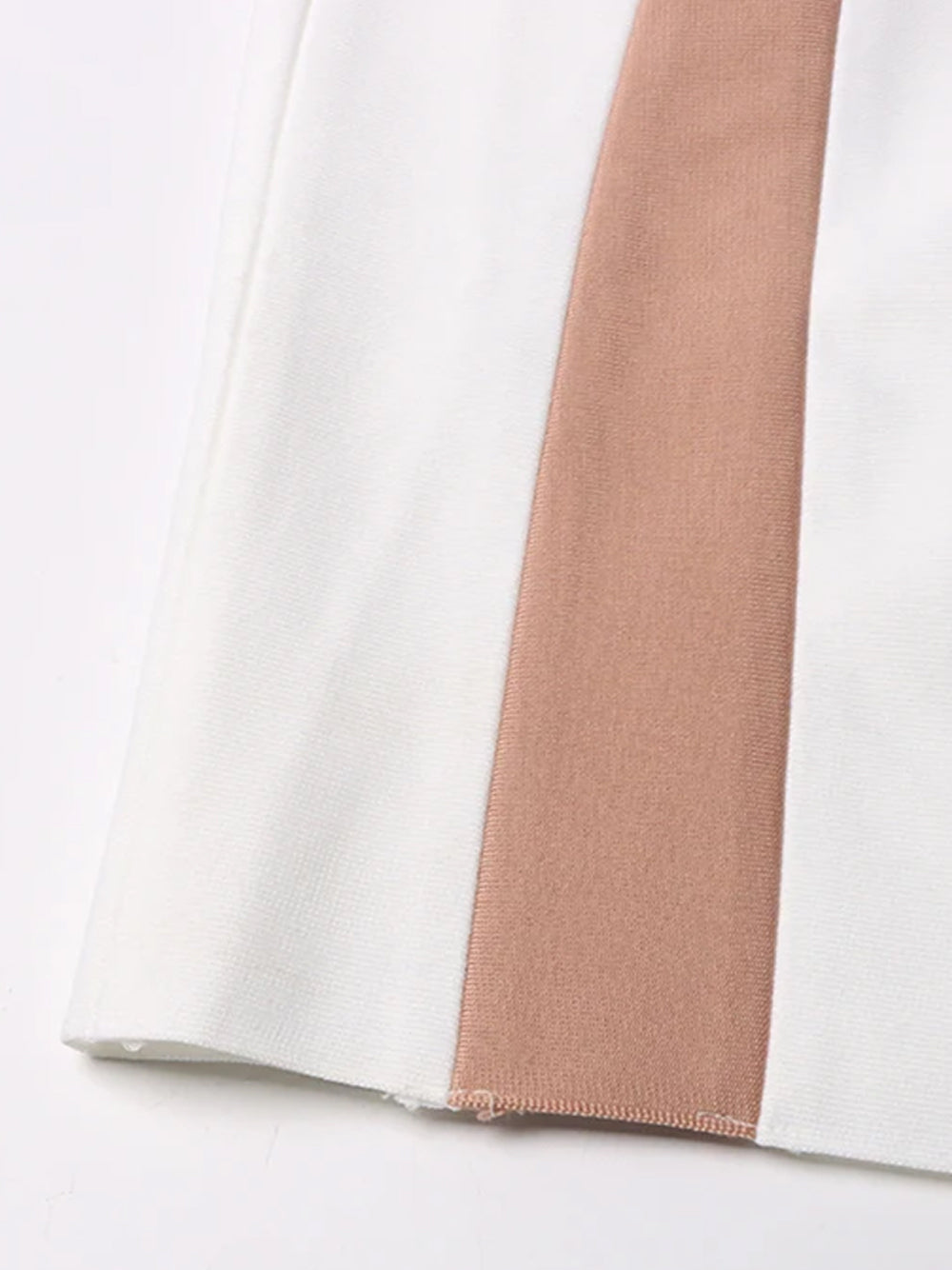 White High Neck Mesh Cutout Feather Cuff Bandage Bodycon Mini Dress